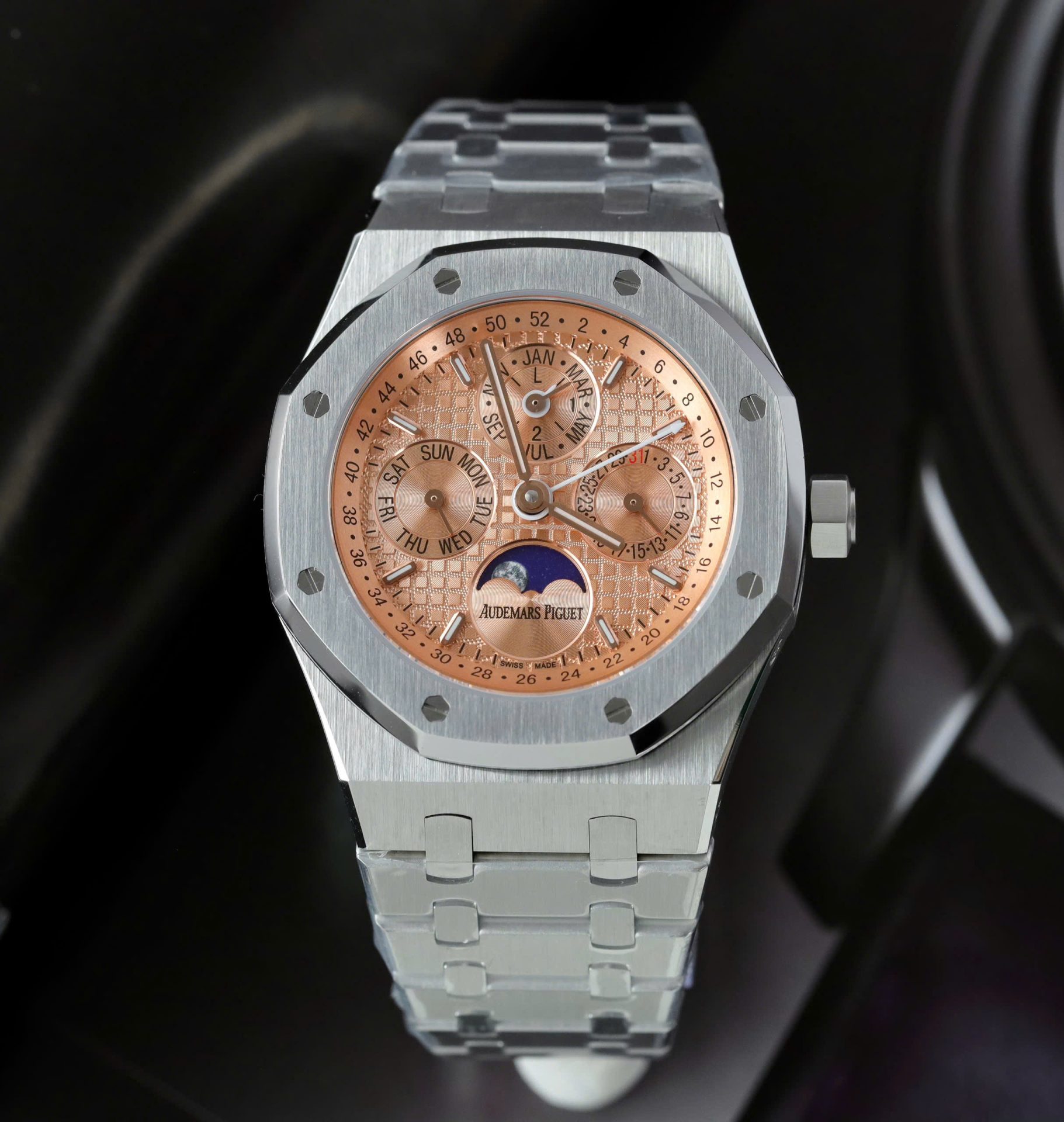 Audemars Piguet 26574 Super Clone Watches Salmon Dial Metal Wire 41mm