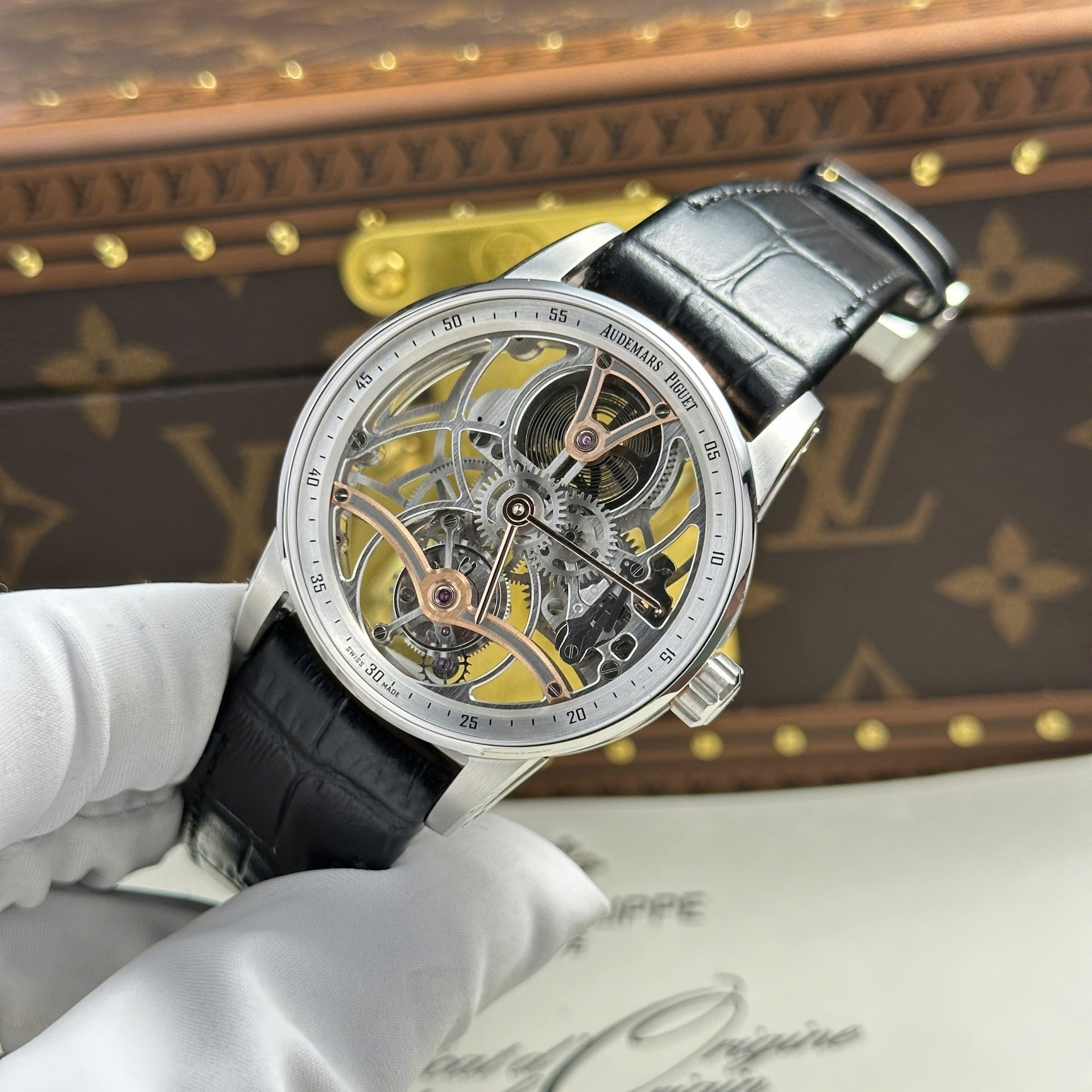 Audemars Piguet 26600 Tourbillon Openworked Super Clone Watch Leather Strap 41mm - Image 2