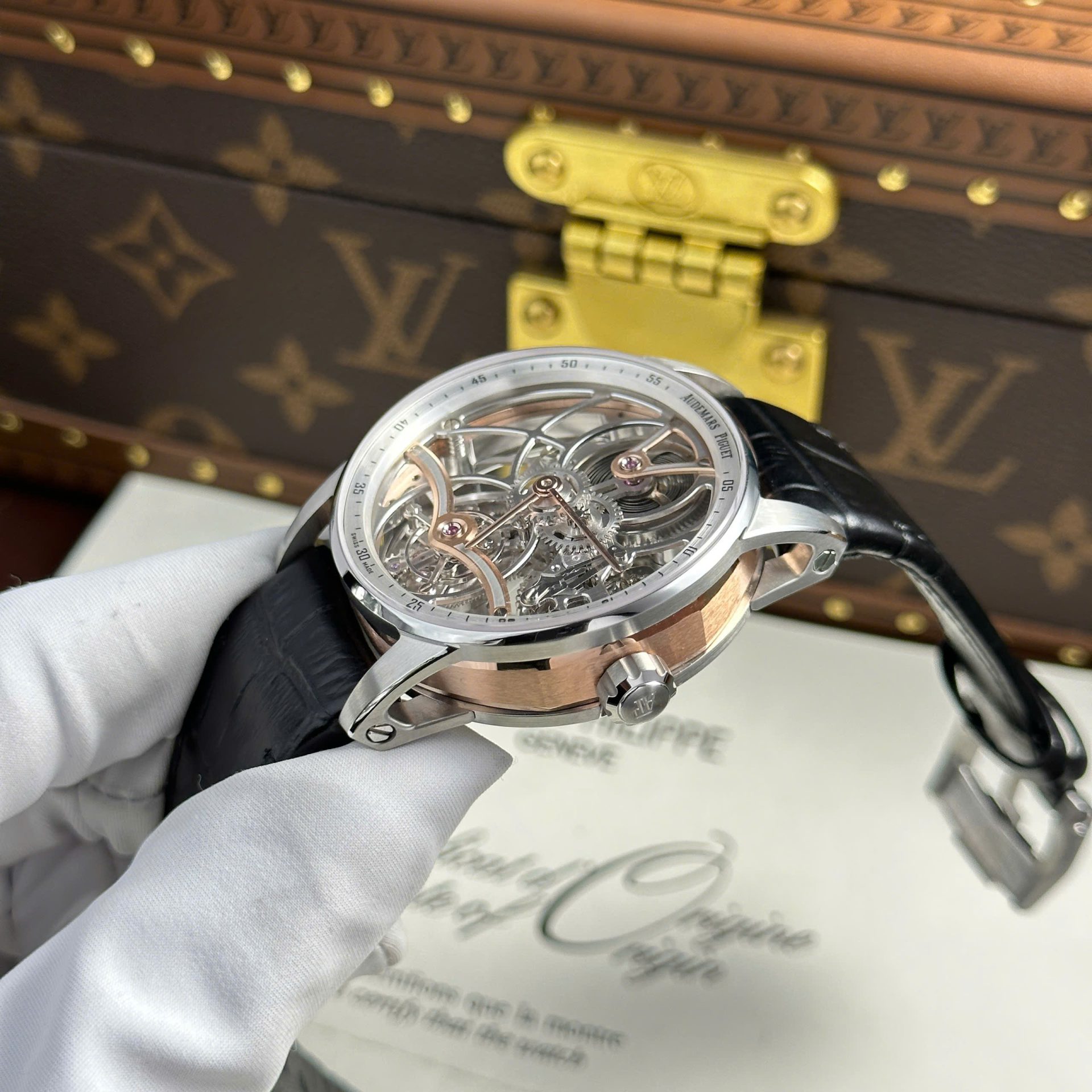 Audemars Piguet 26600 Tourbillon Openworked Super Clone Watch Leather Strap 41mm - Image 8