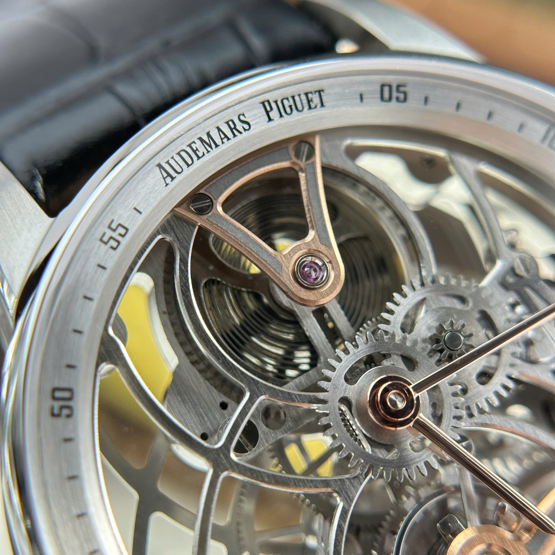 Audemars Piguet 26600 Tourbillon Openworked Super Clone Watch Leather Strap 41mm - Image 4