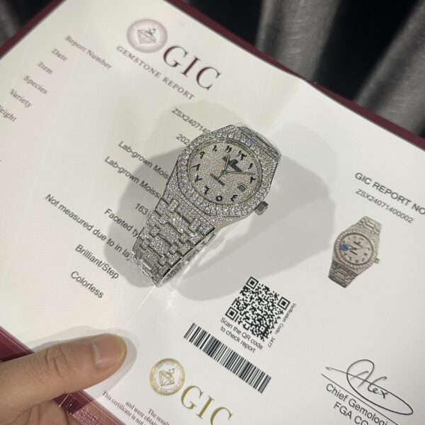 Dong Ho Audemars Piguet Che Tac Full Kim Cuong Moissanite Royal Oak Replica 41mm 1 1
