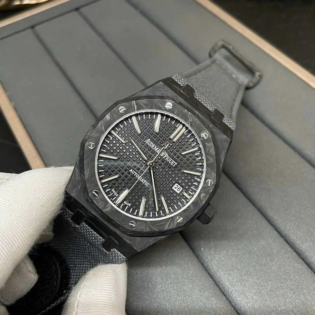 Audemars Piguet Super Clone Watch Royal Oak 15400 Carbon Dial Black 41mm - Image 3