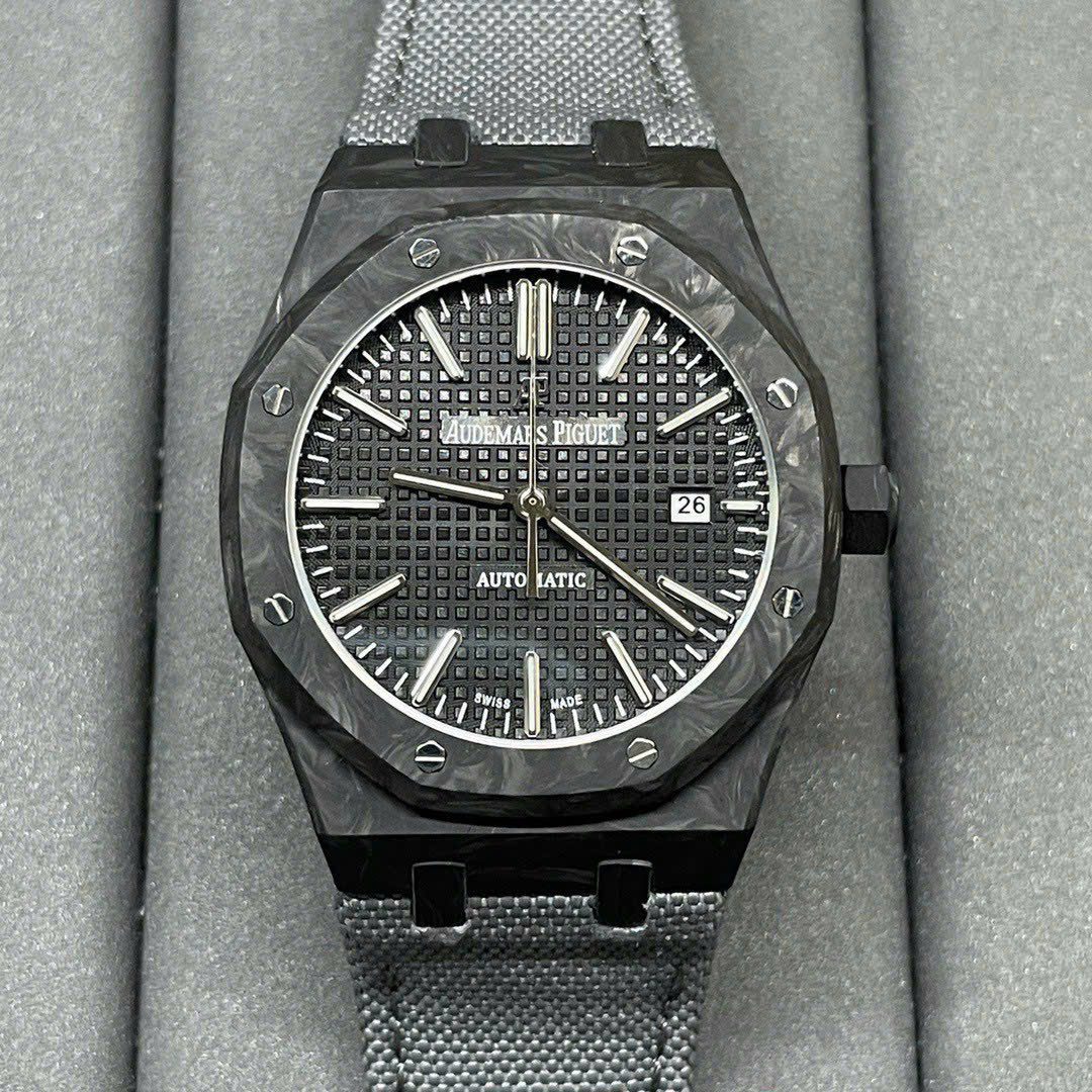 Audemars Piguet Super Clone Watch Royal Oak 15400 Carbon Dial Black 41mm - Image 5