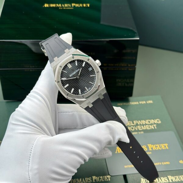 Dong Ho Audemars Piguet Royal Oak 15500 Replica 11 Mat Den Day Cao Su Nha May APS 41mm 13 1