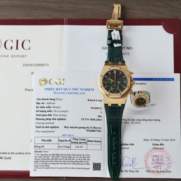 Dong Ho Audemars Piguet Royal Oak 26240OR Mau Xanh La Cay Che Tac Boc Vang That 41mm 8 1