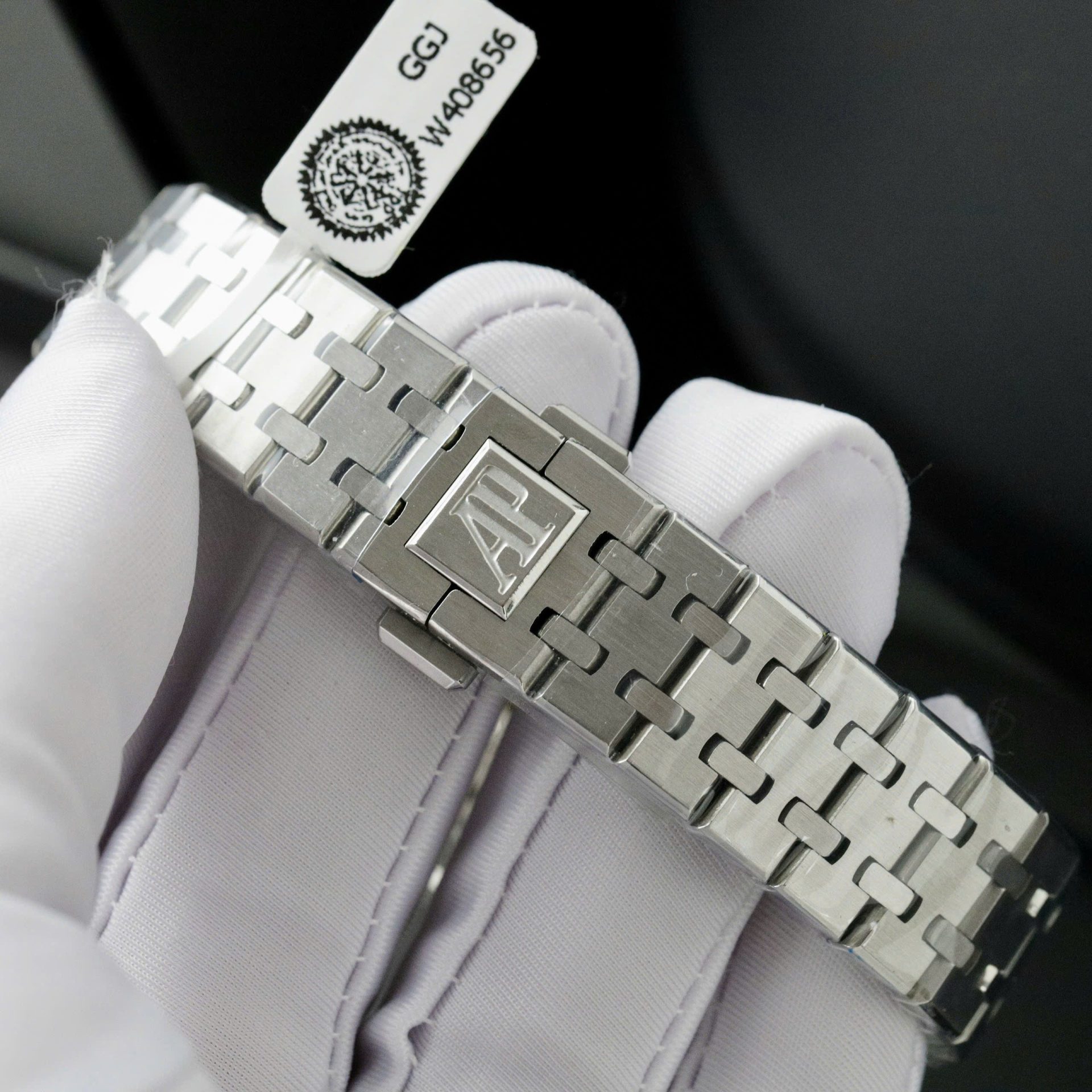 Audemars Piguet Royal Oak Super Clone Watch Ice Blue Dial Bezel Diamonds Moissanite 34mm - Image 9