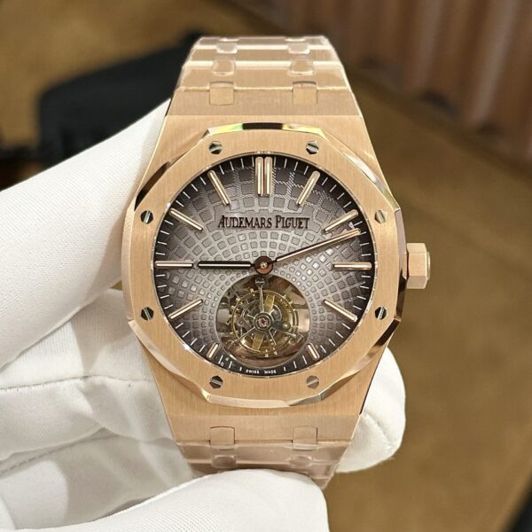 Dong Ho Audemars Piguet Royal Oak Tourbillon Replica 11 Rose Gold 41mm 2 scaled 1