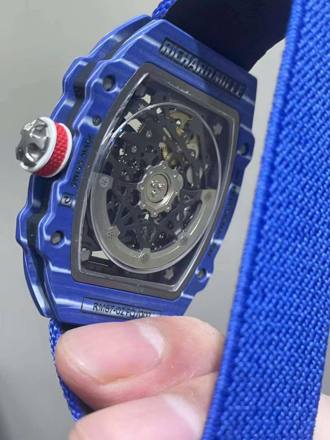 Richard Mille Best Super Clone Watch RM67-02 Blue Carbon Weight 37 Grams 38.7×47.52mm - Image 7