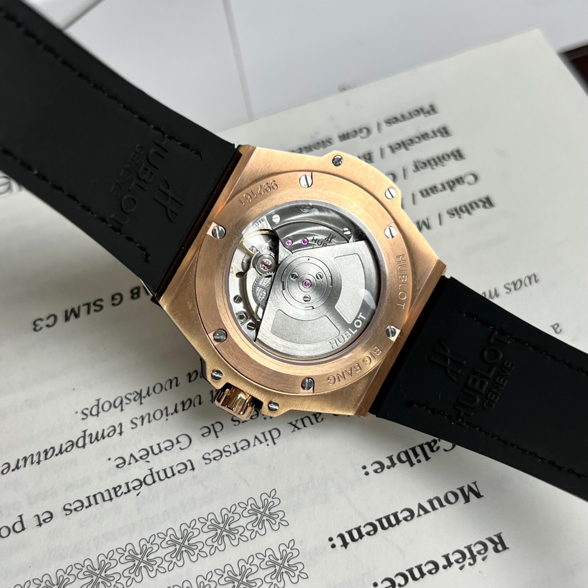 Hublot One Click King Gold Replica Watch With Blue Dial Moissanite 39mm - Image 8