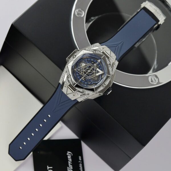 Dong Ho Hublot Big Bang Sang Bleu II Fake Cao Cap Mau Den Dinh Da Nha May HB 44mm 1 1