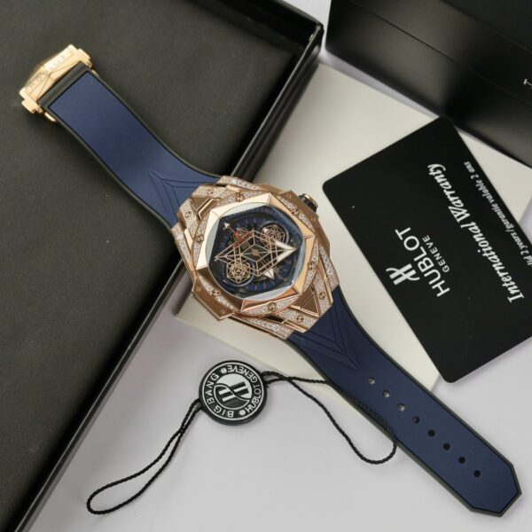 Dong Ho Hublot Big Bang Sang Bleu II King Gold Fake 11 Cao Cap Mau Xanh Blue HBF 44mm 1 1
