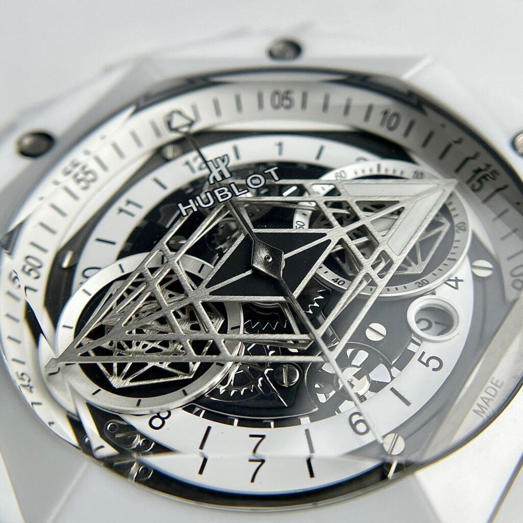Hublot Big Bang Sang Bleu II Super Clone Watch White Ceramic Rubber Strap 45mm - Image 2