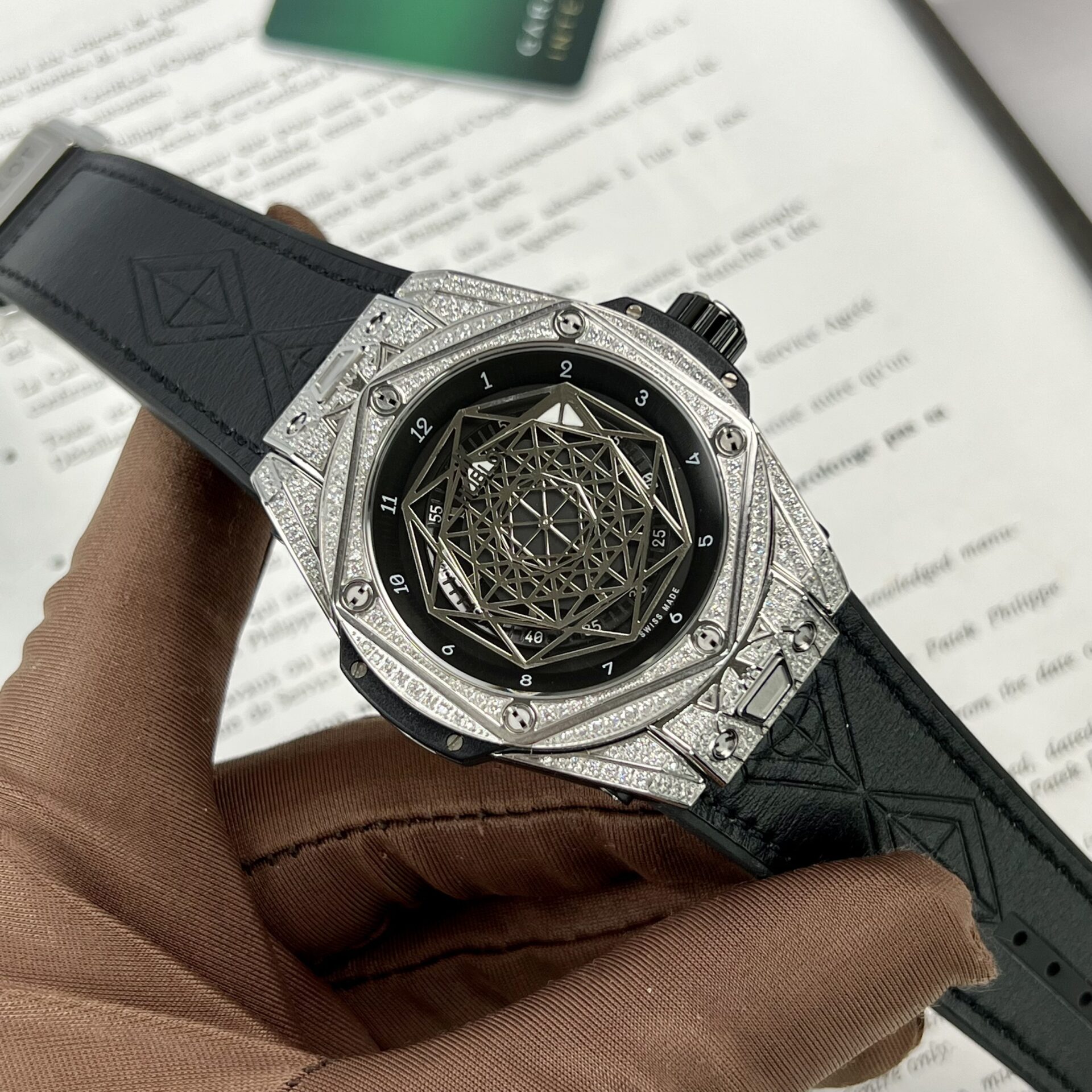 Hublot Big Bang Sang Bleu Super Clone Watch With Diamonds 45mm
