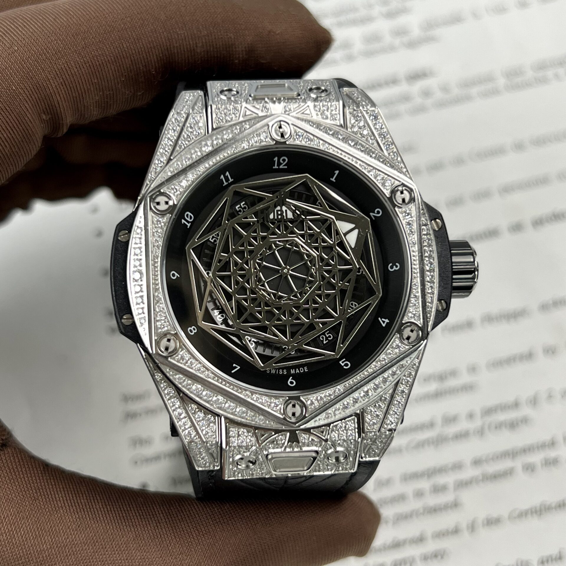 Hublot Big Bang Sang Bleu Super Clone Watch With Diamonds 45mm - Image 2