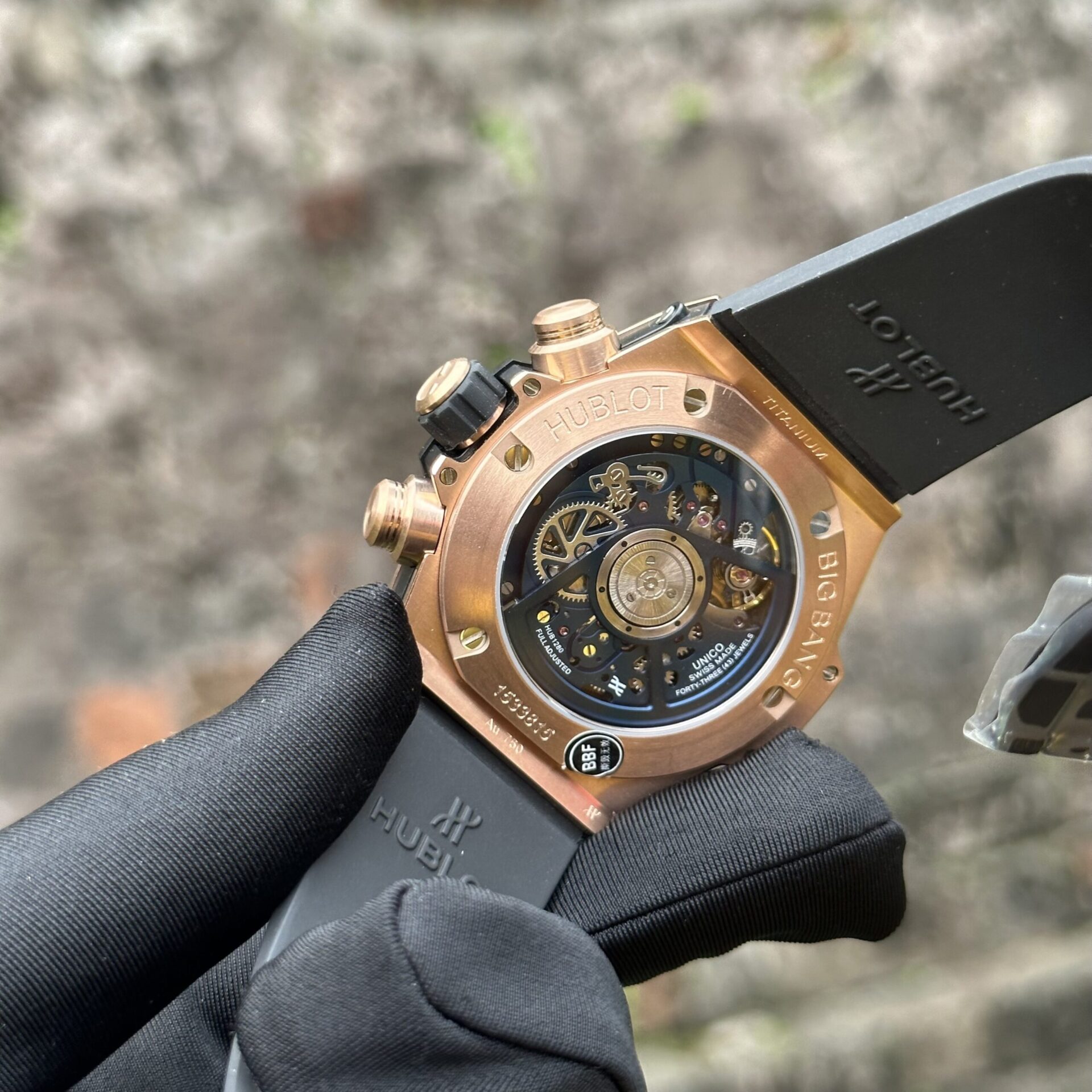 Hublot Replica Watch Big Bang Unico King Gold Blue Ceramic Benzel 44mm - Image 6