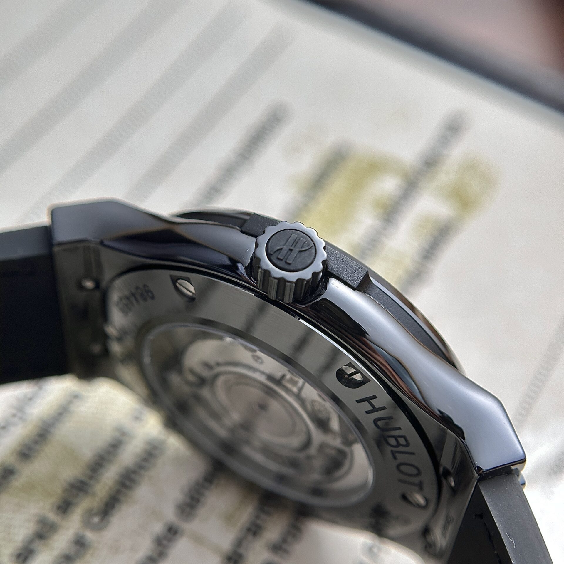 Hublot Classic Fusion Ceramic Replica Watch Black Leather Strap JJZ 42mm - Image 5