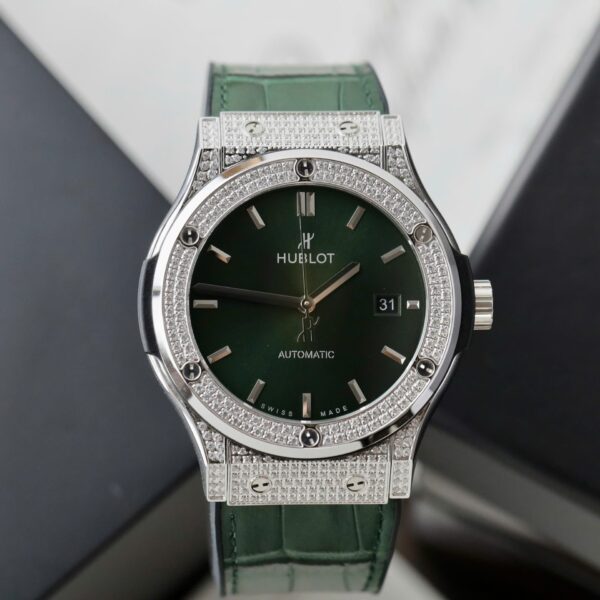 Dong Ho Hublot Classic Fusion Dinh Full Da Mau Xanh La Cay Xuong HB 42mm 9 1