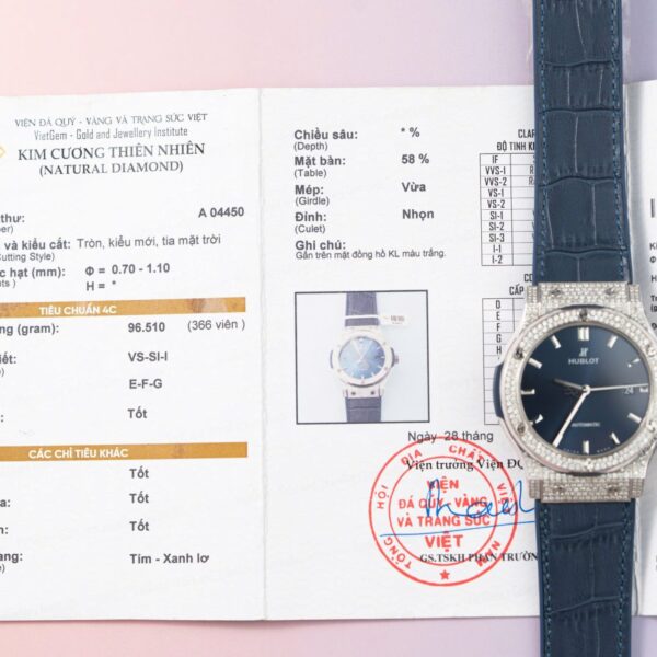 Dong Ho Hublot Classic Fusion Do Full Kim Cuong Thien Nhien Mat Xanh Blue 42mm 9 1