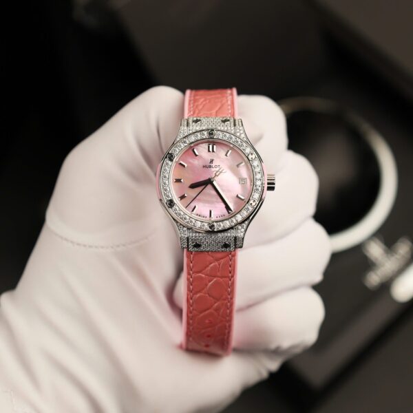 Dong Ho Hublot Classic Fusion Rep 11 Mat Kham Xa Cu Mau Hong Dinh Kim Cuong Moissanite 33mm 7 1