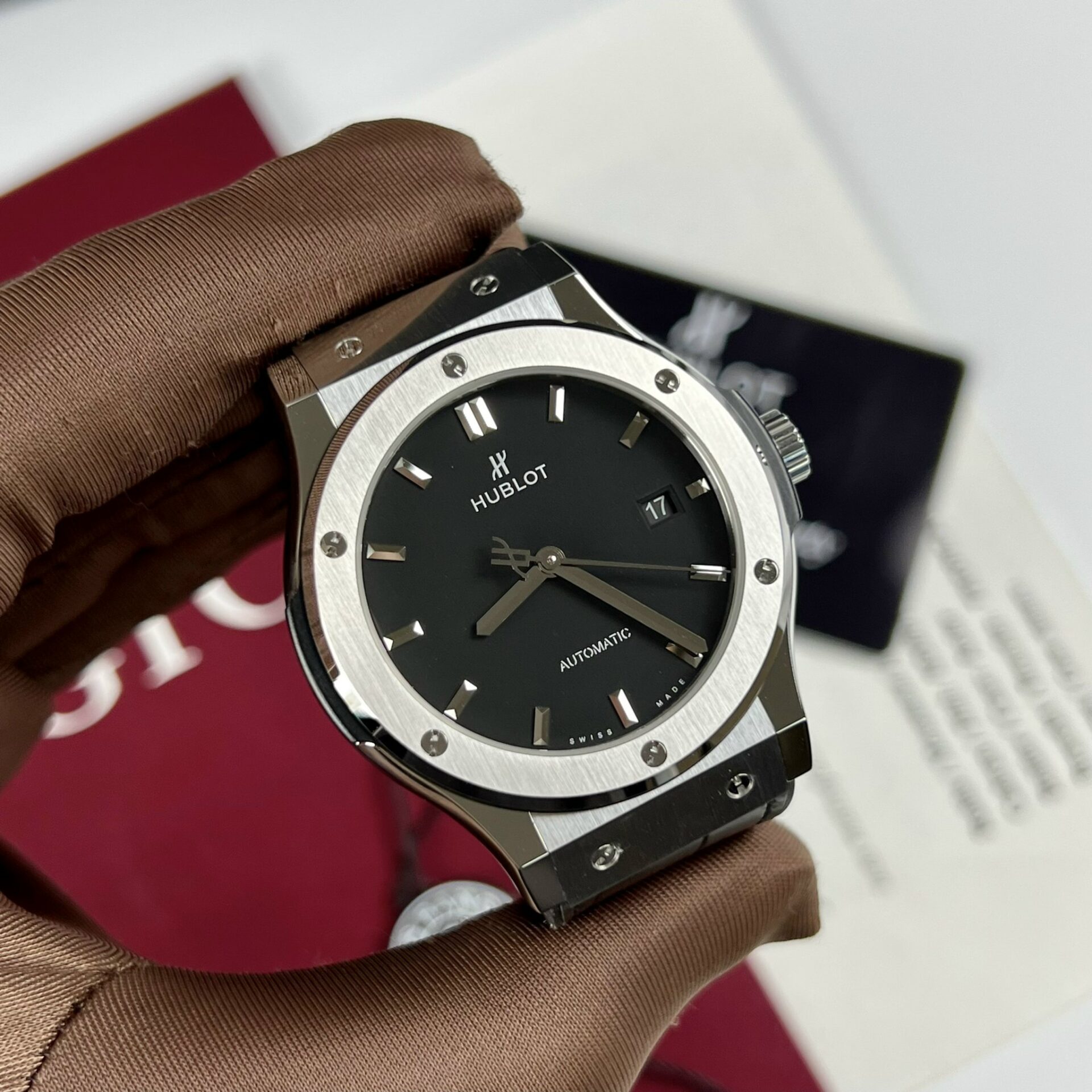 Hublot Replica Watch Classic Fusion Titanium Black Dial JJF Factory 42mm