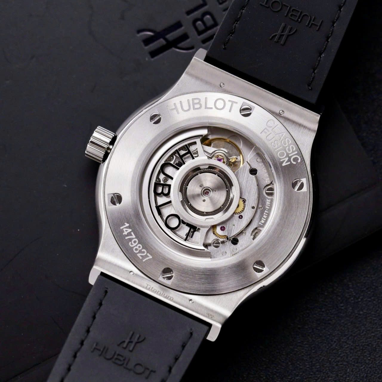 Hublot Classic Fusion Titanium Replica Watch Black Dial Custom Moissanite Diamonds 42mm - Image 7