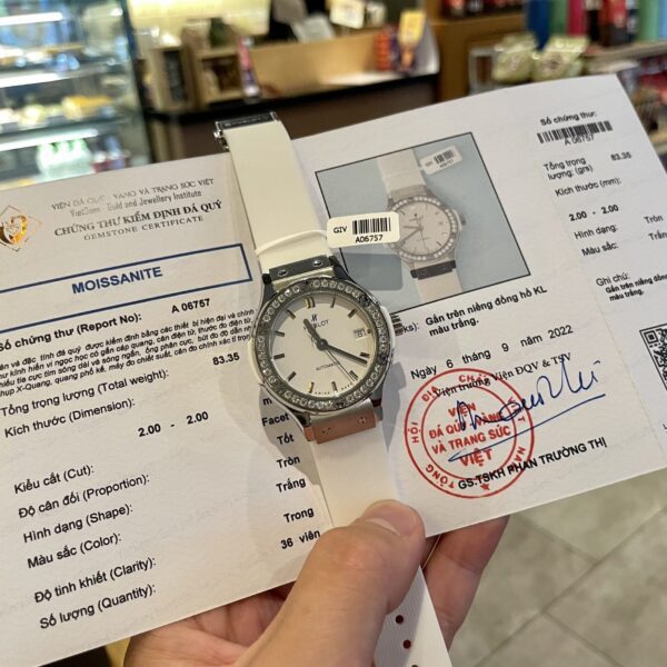 Dong Ho Hublot Dinh Kim Cuong Moissanite Mau Trang Rep 11 38mm 4 1