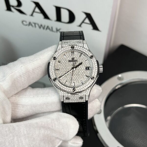 Dong Ho Hublot Do Full Kim Cuong Moissanite Mau Den HBF 38mm 2 1