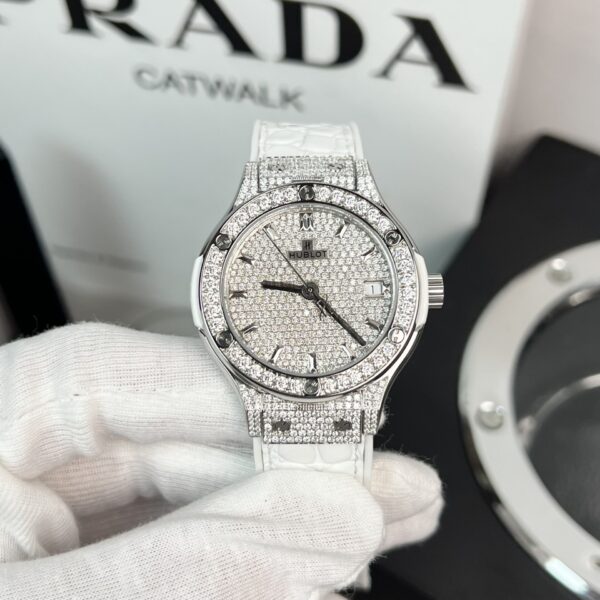 Dong Ho Hublot Do Full Kim Cuong Moissanite Mau Trang HBF 38mm 4 1