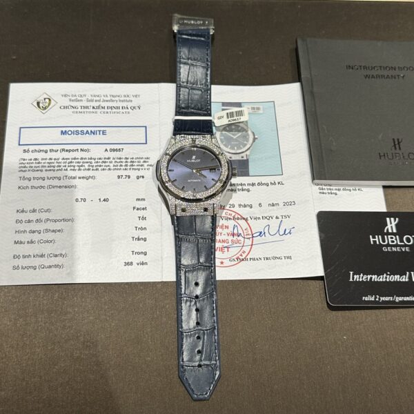 Dong Ho Hublot Do Full Kim Cuong Moissanite Mau Xanh Duong 42mm 1 1