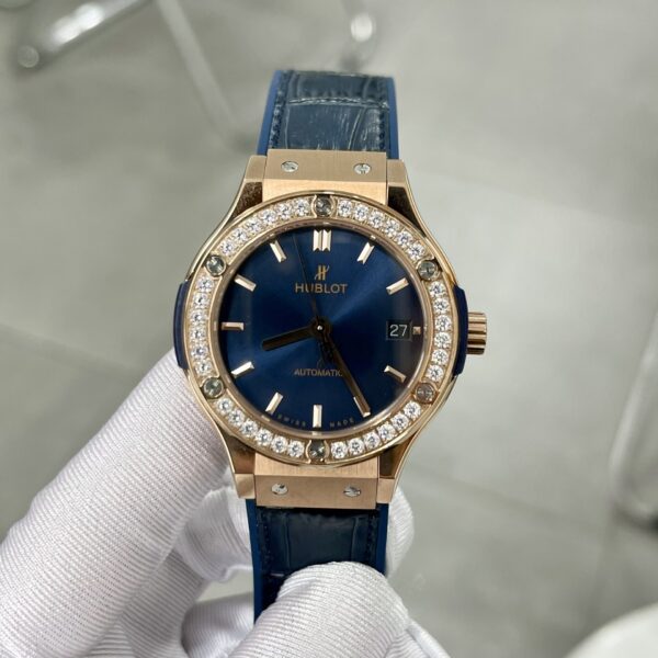Dong Ho Hublot King Gold Mau Xanh Blue Dinh Da 1 Hang HBF 38mm 2 1