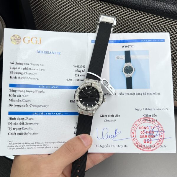 Dong Ho Hublot Nu Dinh Kim Cuong Moissanite Mau Den 33mm 8 1