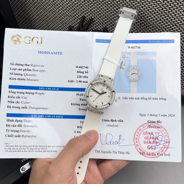 Dong Ho Hublot Nu Full Kim Cuong Moissanite Sieu Cap Mau Trang 33mm 1 1