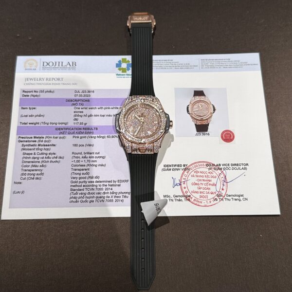 Dong Ho Hublot One Click Boc Vang Do Kim Moissanite 39mm 1 1