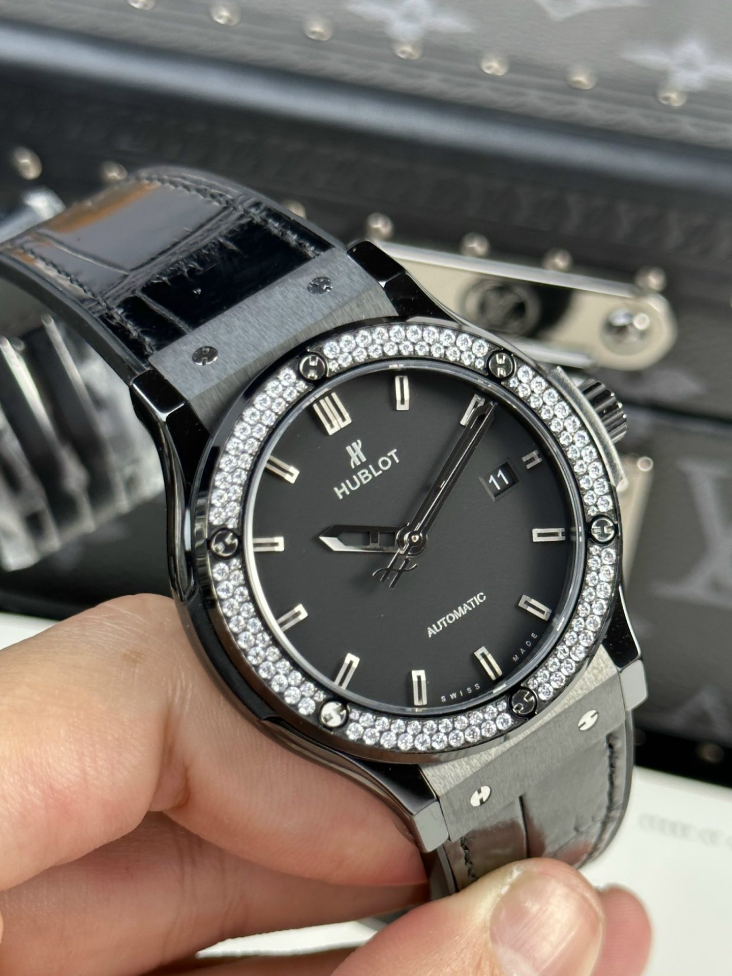 Hublot Classic Fusion Ceramic Replica Watch With Stone Swarovski Refined 42mm - Image 4