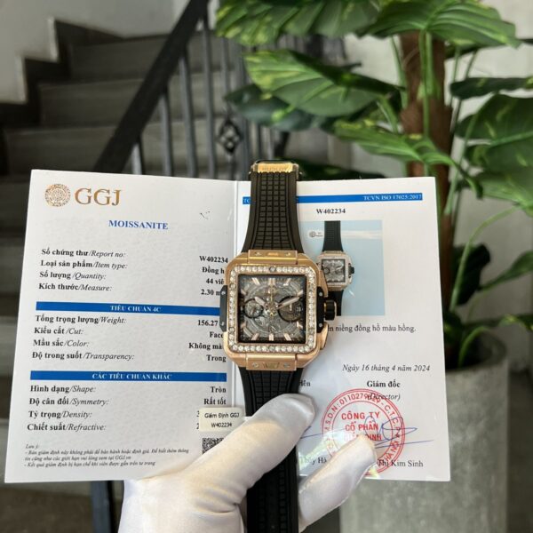 Dong Ho Hublot Square Bang King Gold Do Kim Cuong Moissanite BBF 42mm 2 1