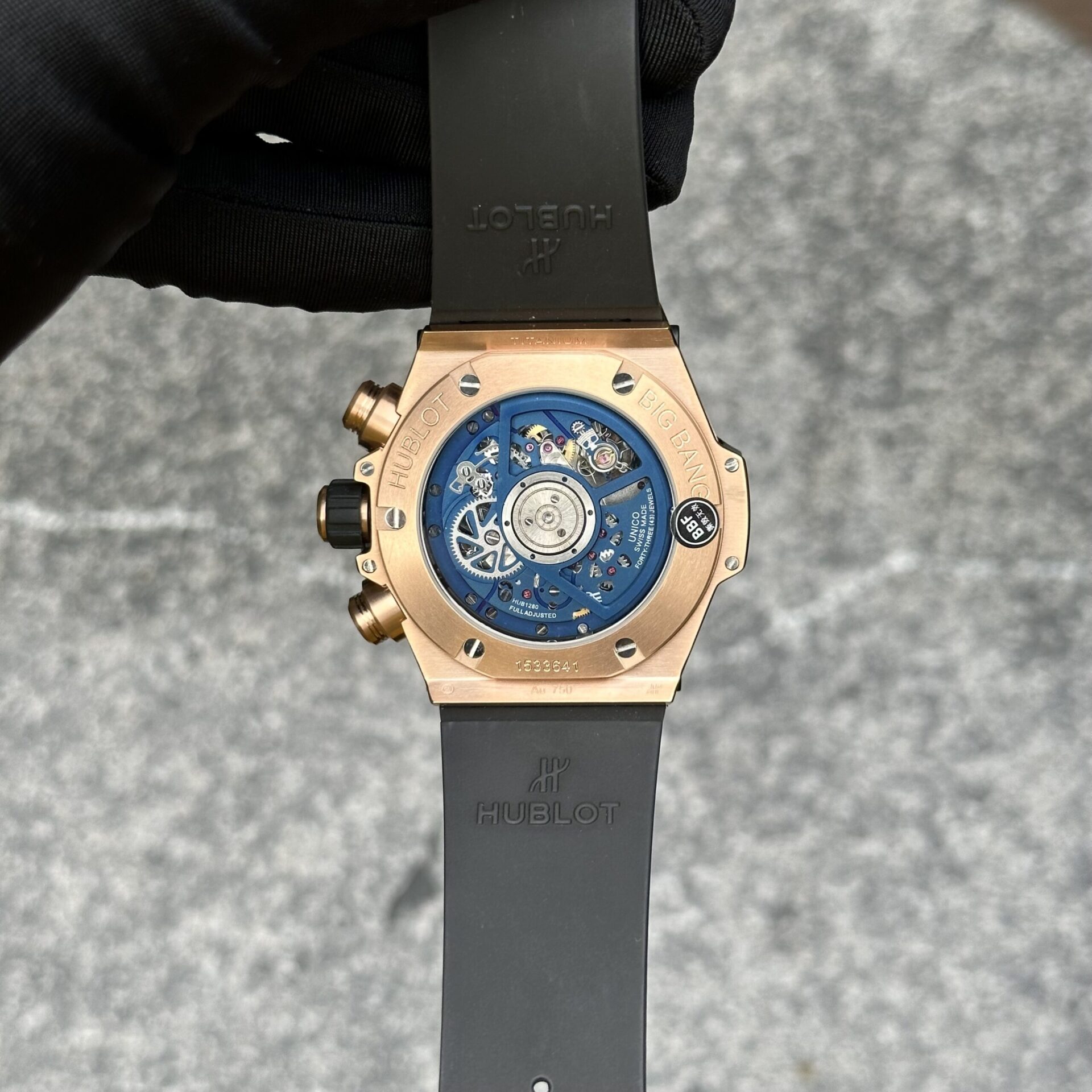 Hublot Replica Watch Big Bang Unico King Gold Blue Ceramic Benzel 44mm - Image 7