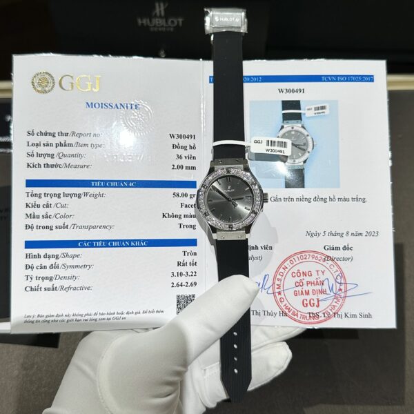 Dong Ho Nu Hublot Dinh Kim Cuong Moissanite May Pin 33mm 8 1