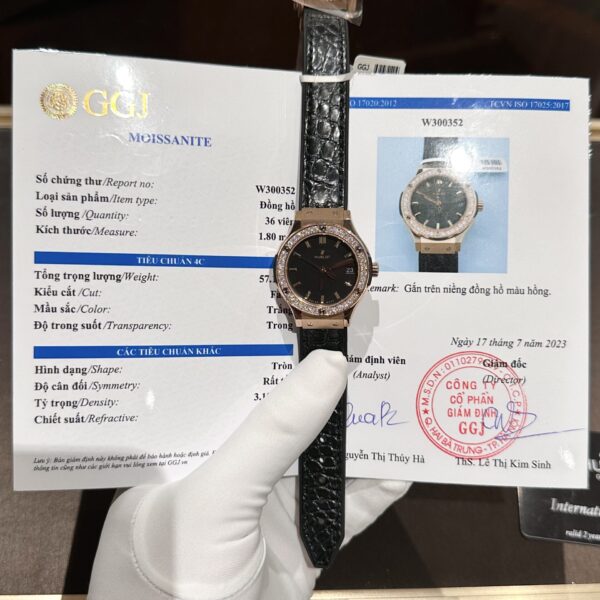 Dong Ho Nu Hublot Do Kim Cuong Moissanite May Pin 33mm 2 1