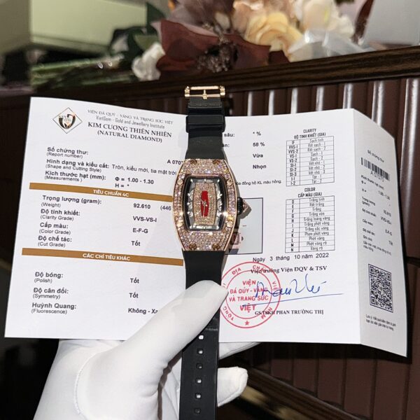 Dong Ho Richard Mille RM007 Boc Vang Hong Dinh Full Kim Cuong Tu Nhien 36mm 5 1