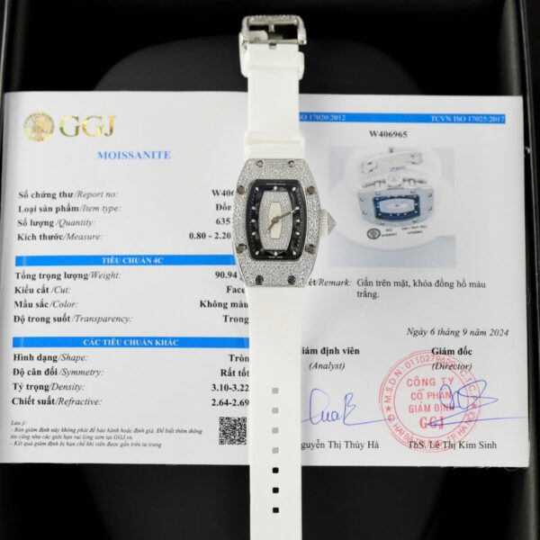 Dong Ho Richard Mille RM007 Mau Trang Che Tac Dinh Full Kim Cuong Moissanite 36mm 9 1