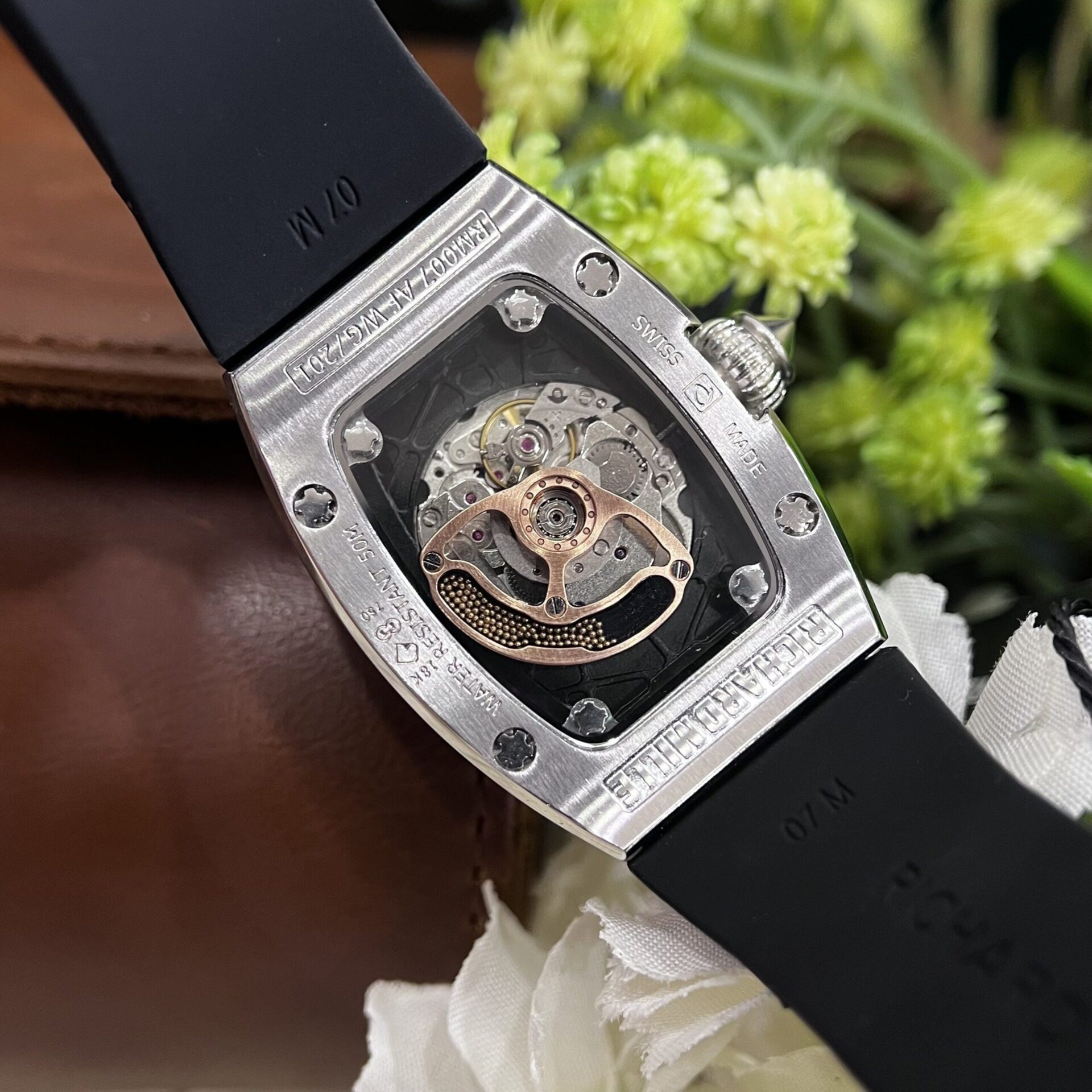Richard Mille Super Clone Watch RM007 Red Dial Rubber Strap 36mm - Image 6