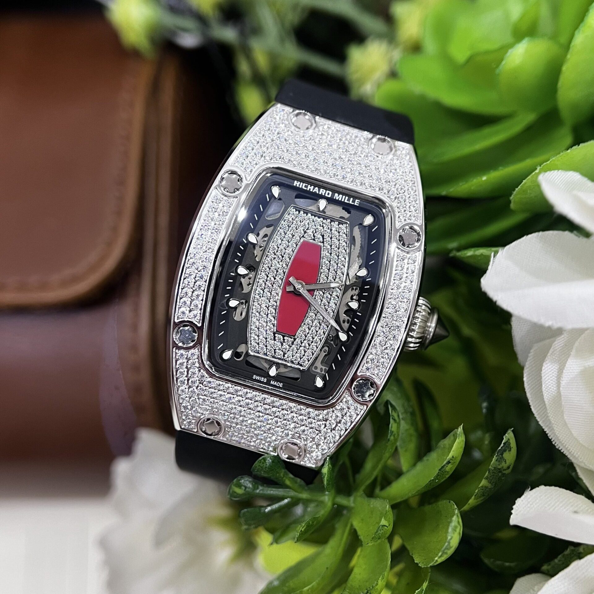 Richard Mille Super Clone Watch RM007 Red Dial Rubber Strap 36mm - Image 3