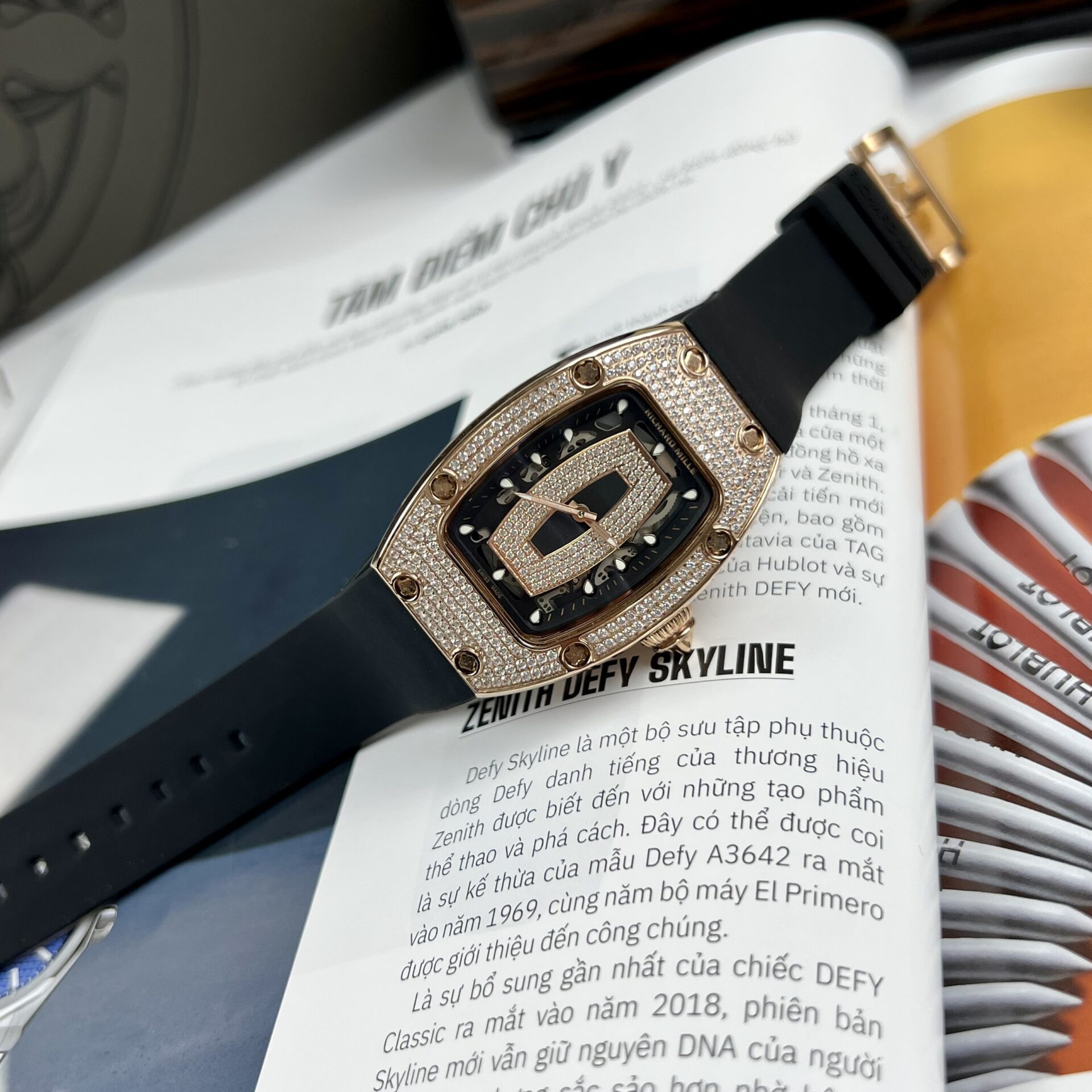 Richard Mille RM007 Super Clone 1:1 Watch Rose Gold With Full Stone 36mm - Image 2