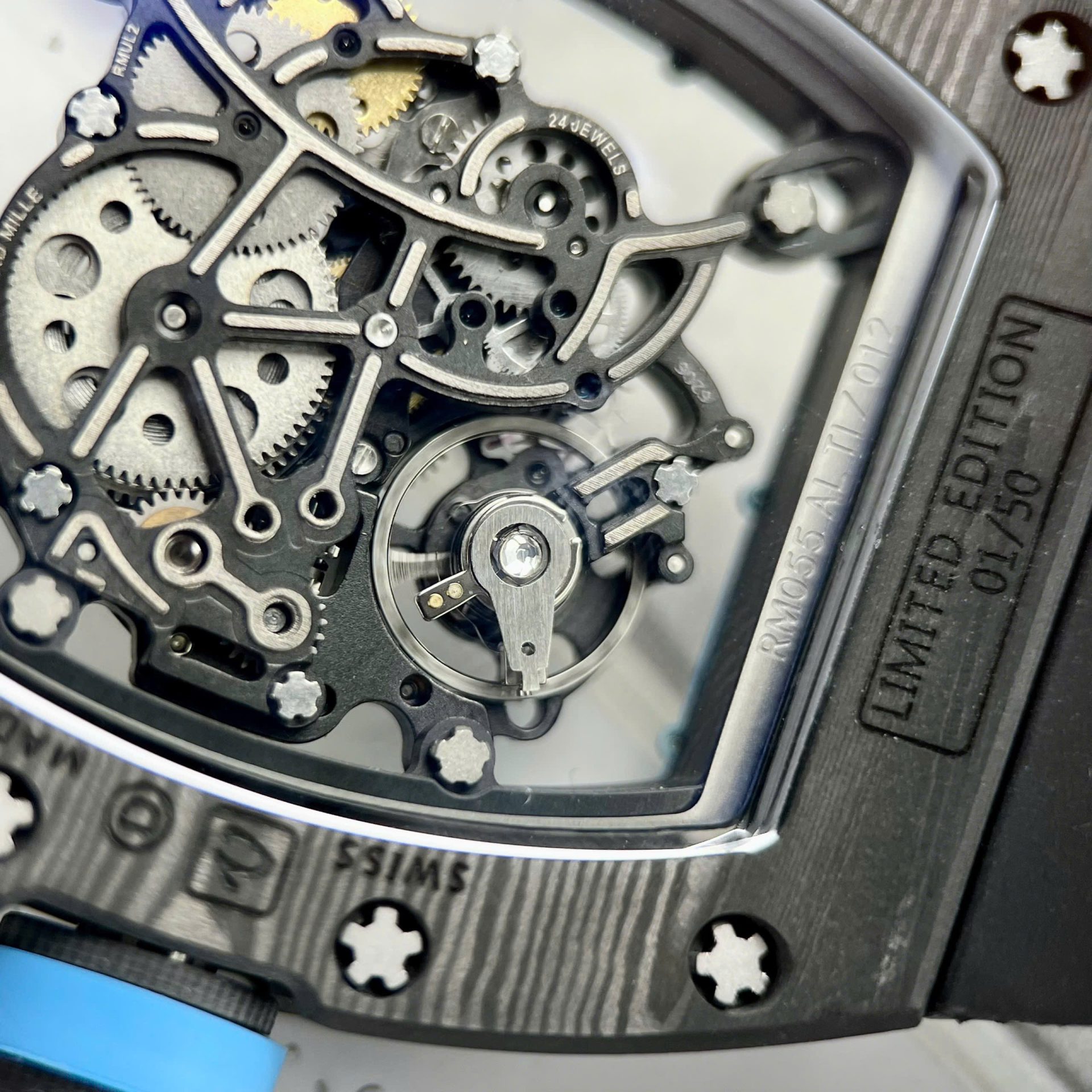 Richard Mille RM055 Super Clone Watch Full Carbon Case Rubber Strap 45mm - Image 9