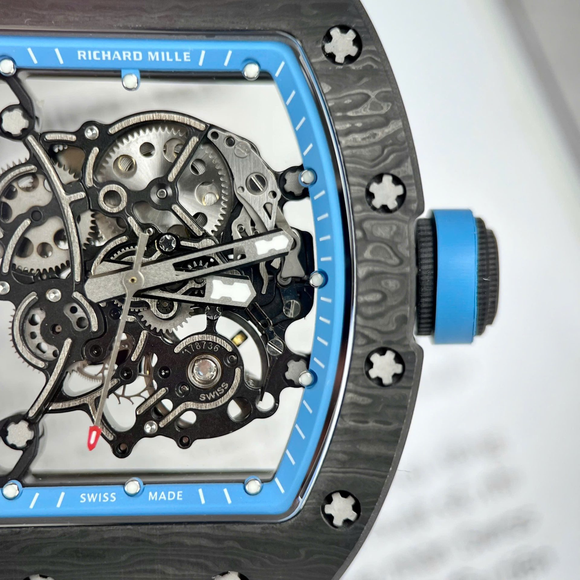 Richard Mille RM055 Super Clone Watch Full Carbon Case Rubber Strap 45mm - Image 4