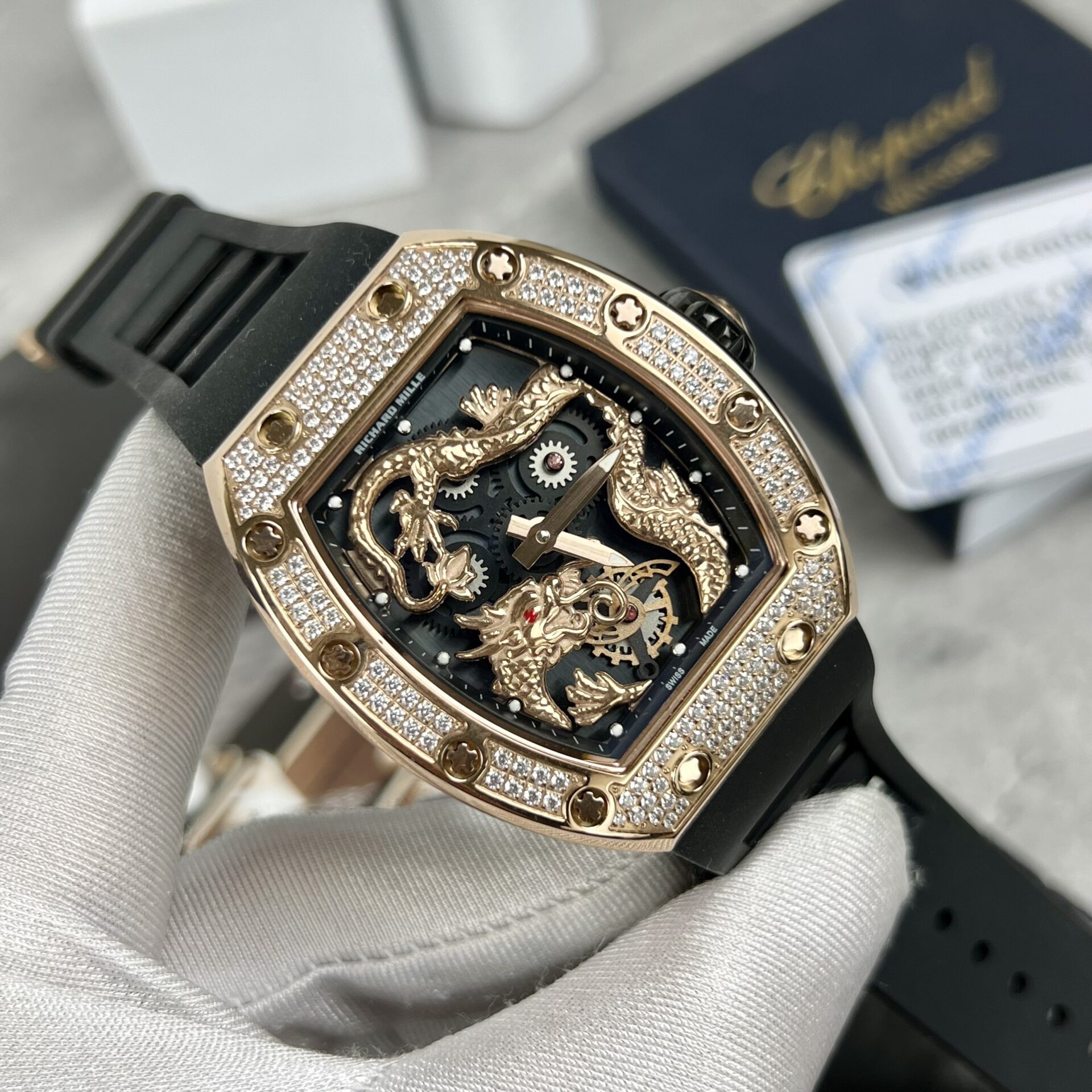 Richard Mille RM057 Jackie Chan Super Clone Watch With Full Diamonds 44mm - Image 2