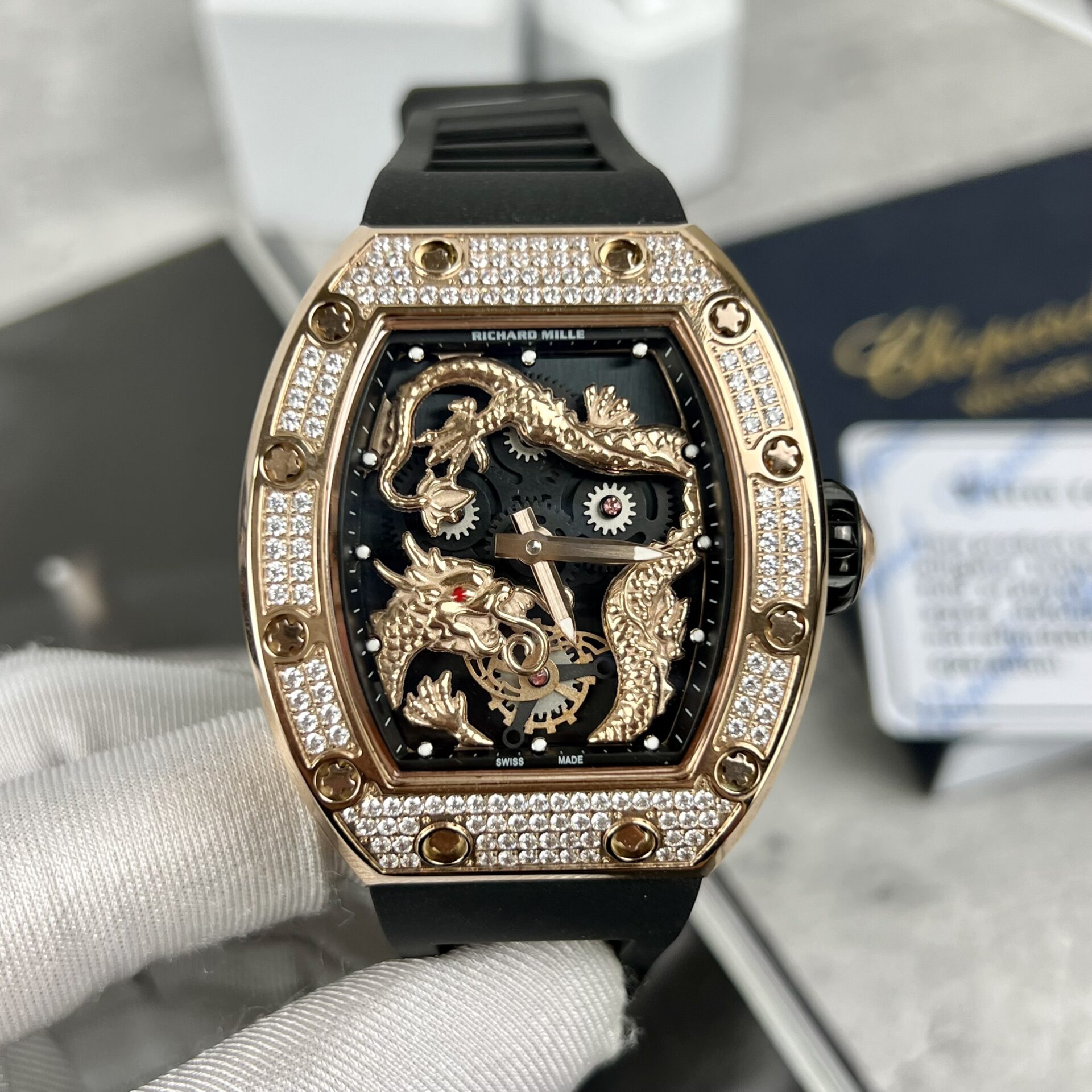 Richard Mille RM057 Jackie Chan Super Clone Watch With Full Diamonds 44mm