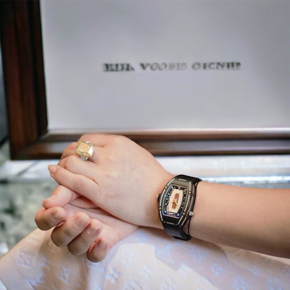 Richard Mille RM07 Super Clone Watch Gold Wrapped With Natural Diamond 36mm - Image 5