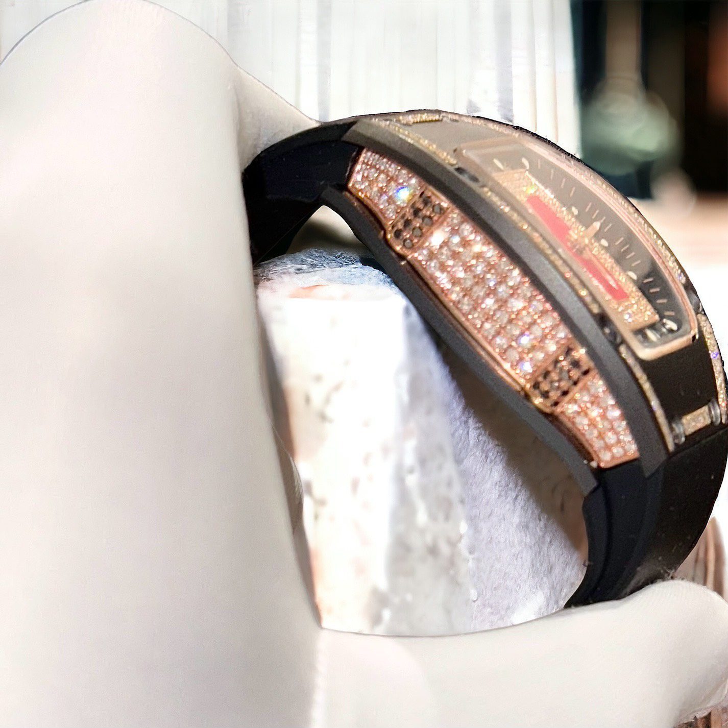 Richard Mille RM07 Super Clone Watch Gold Wrapped With Natural Diamond 36mm - Image 4