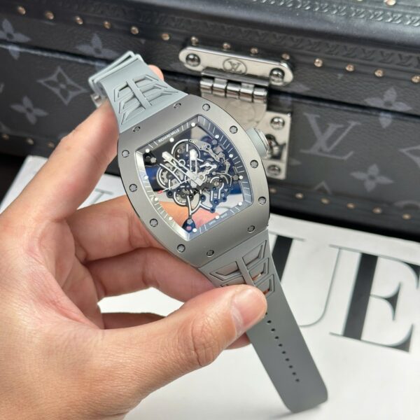 Dong Ho Richard Mille Replica 11 RM055 Bubba Watson Grey Ceramic Day Cao Su Nha May ZF 42.7x49 9 1